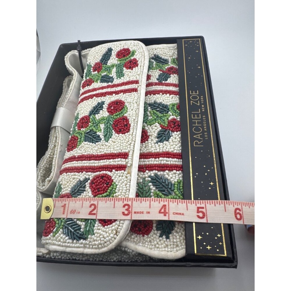 Rachel Zoe Beaded Shoulder Bag Cherry Floral Clutch Holiday NIB Gift Box - Picture 6 of 7
